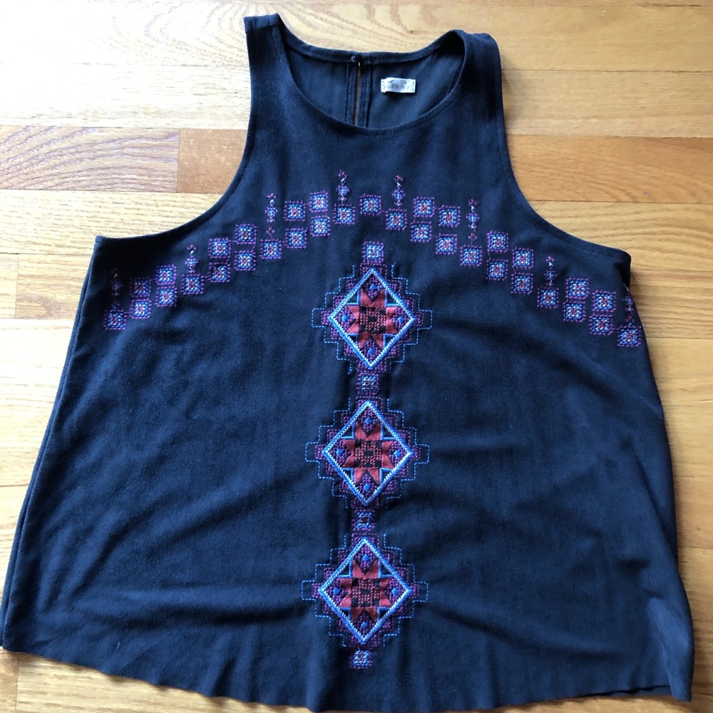 EUC Hollister faux suede embroidered tank